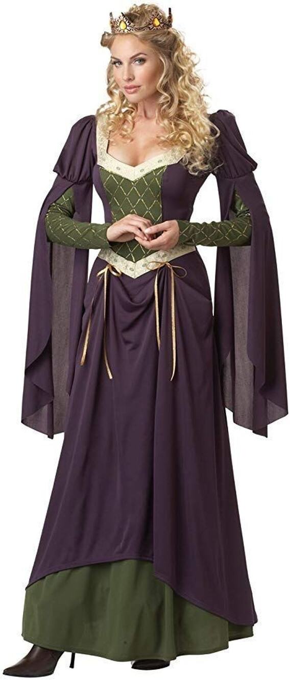 California Costumes Lady In Waiting Renaissance Dress & Crown Green/Purple L
